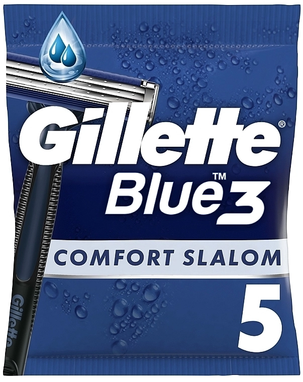 Набір одноразових станків для гоління - Gillette Blue 3 Comfort Slalom, 5шт - фото N1