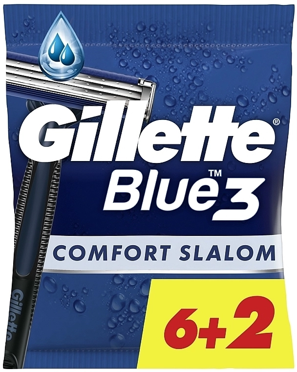 Набор одноразовых станков для бритья - Gillette Blue 3 Comfort Slalom, 8шт - фото N1