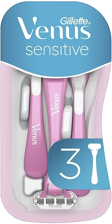 Одноразовые бритвенные станки для чувствительной кожи - Gillette Venus Sensitive, 3шт - фото N1