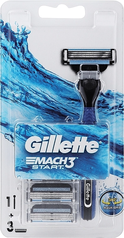 Бритва чоловіча +3 змінних картриджа - Gillette Mach3 Start - фото N1