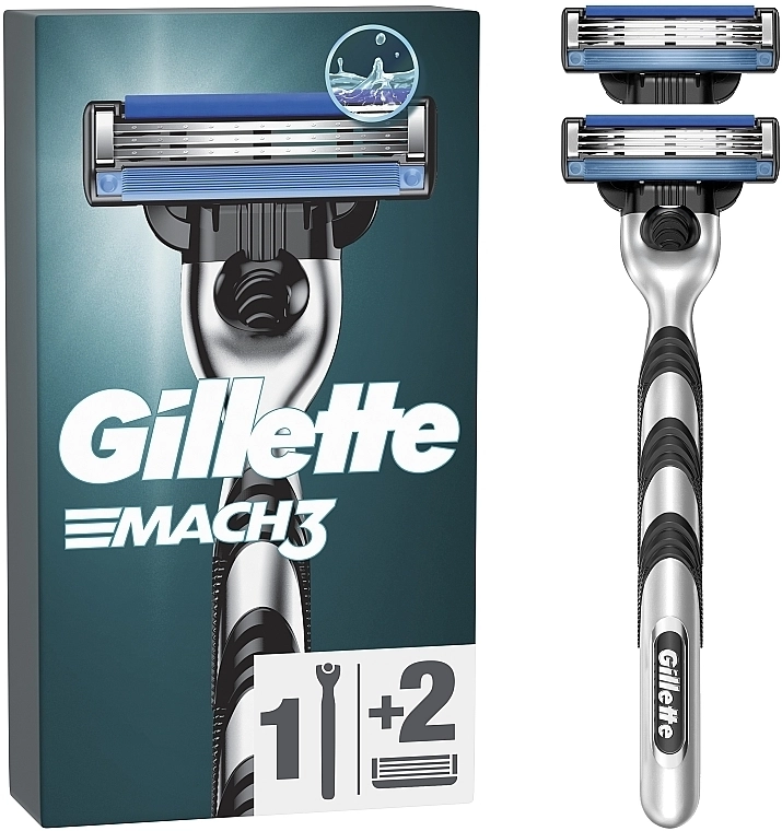 Бритва мужская + 2 сменных картриджа - Gillette Mach3 - фото N1