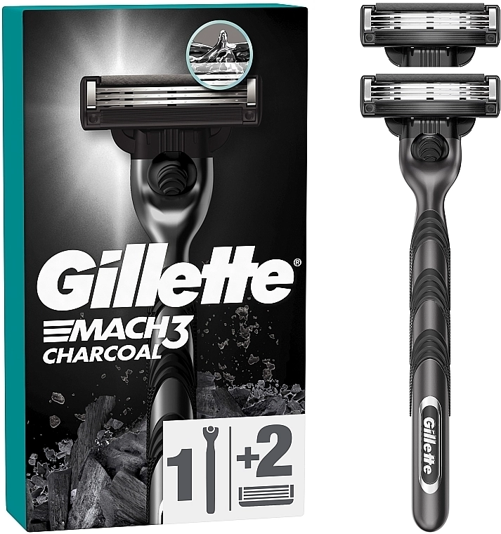 Станок для гоління з 2 змінними касетами - Gillette Mach3 Charcoal - фото N1