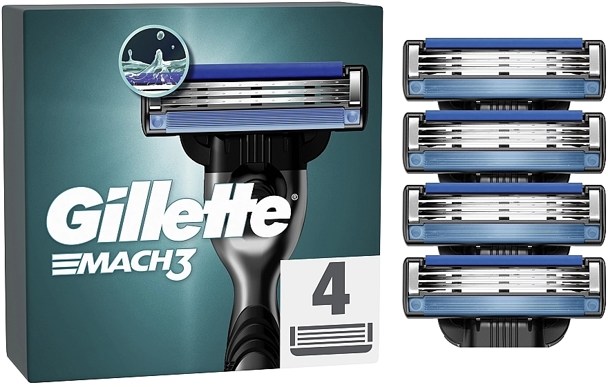 Змінні картриджі для гоління чоловічі - Gillette Mach 3, 4 шт - фото N1