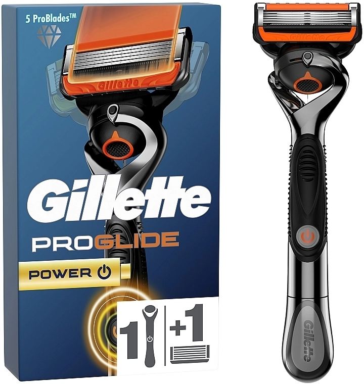 Бритва чоловіча с 1 сменным картриджем - Gillette Fusion 5 ProGlide Power - фото N1