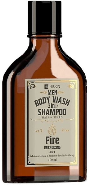 Гель для душа 3 в 1 (тело/волосы/лицо) "ПЫЛАЮЩИЙ ВИСКИ" - HiSkin WHISKY Fire Body Wash and Hair and Beard Shampoo, 100ml - фото N1