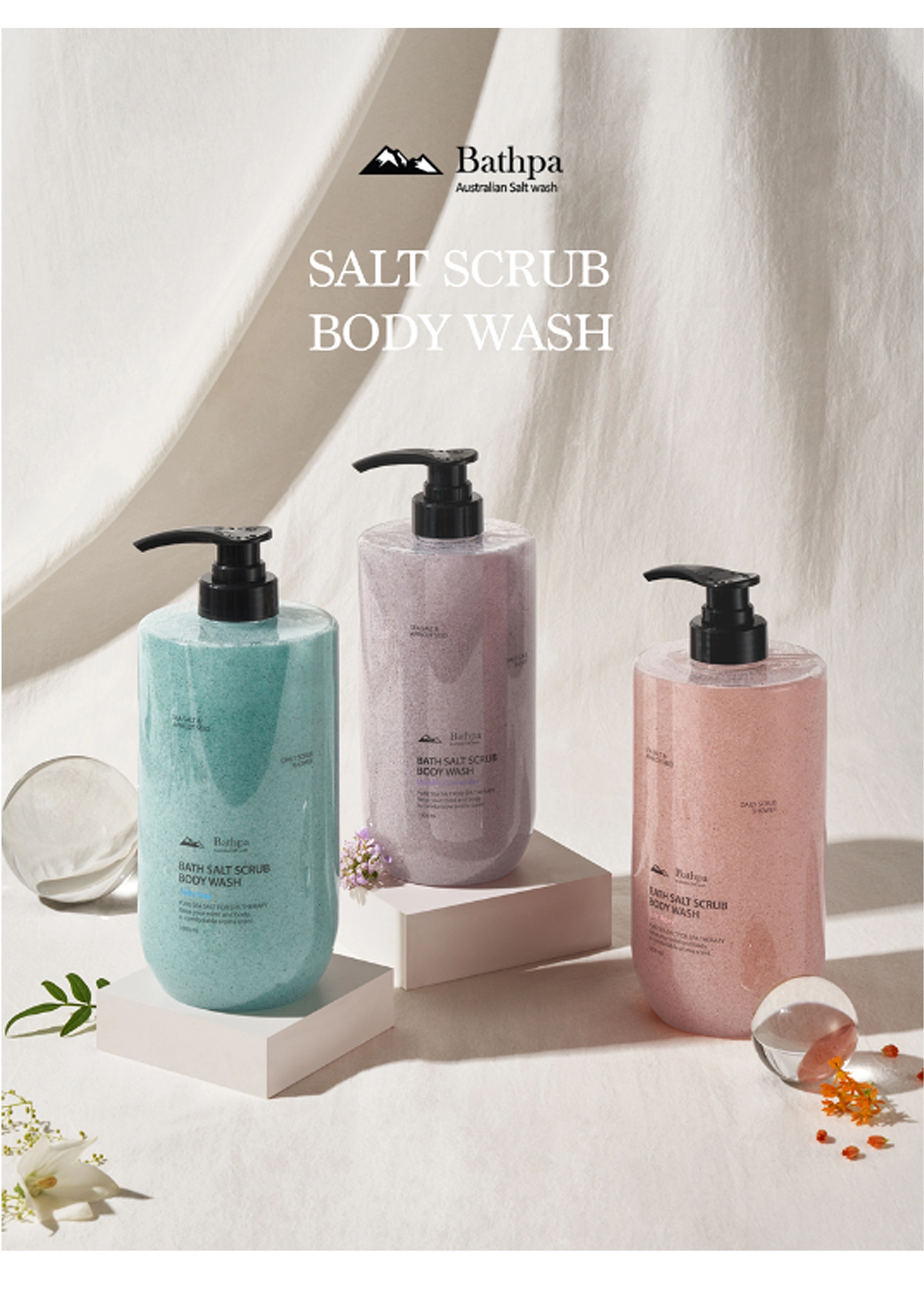 Гель для душу відлущуючий з сіллю ЗАТИШНІ ОБІЙМИ - BATHPA Bath Salt Scrub Body Wash Cozy Hug, 1000 мл - фото N5