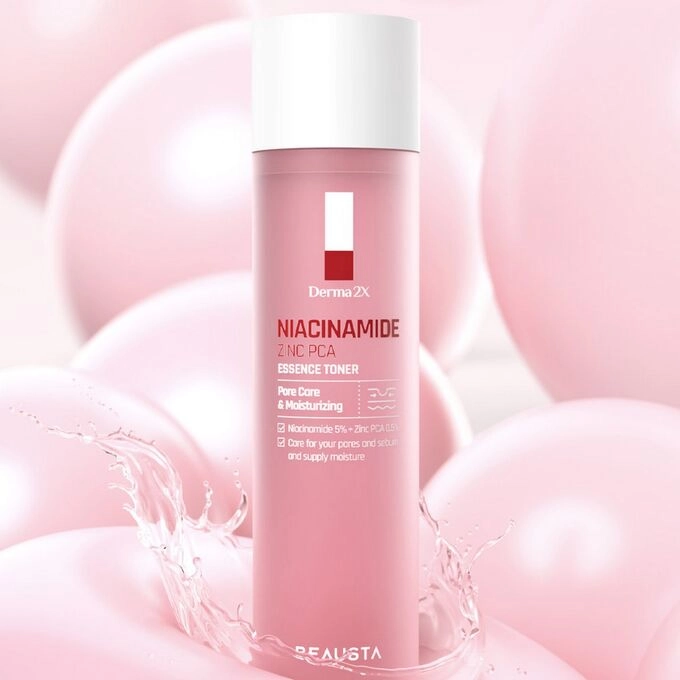 Тонер для лица с ниацинамидом и цинком - BEAUSTA Derma2X Niacinamide Zinc PCA Toner, 200 мл - фото N2