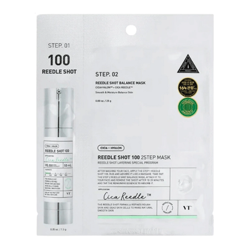 Тканинна маска зміцнююча для обличчя - VT Cosmetics REEDLE SHOT 100 2-STEP BALANCE MASK, 1 шт - фото N1