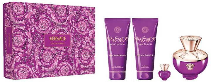 Набір арфюмований для жінок - Versace Pour Femme Dylan Purple, edp 100ml+b/lot 100ml+sh/gel 100ml+edp 5ml - фото N1