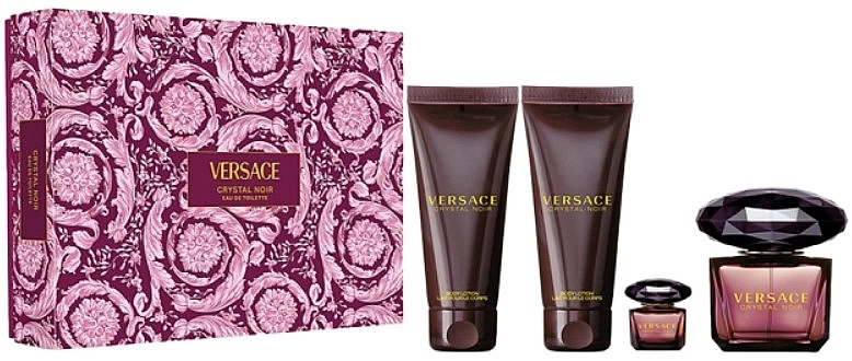 Парфумований набір для жінок - Versace Crystal Noir, edр/90ml + edр/mini/5ml + sh/gel/100ml + b/lot/100ml - фото N1