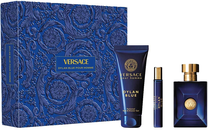 Набір парфумований для чоловіків - Versace Pour Homme Dylan Blue, edt 100ml+edt 10ml+sh/gel 150ml - фото N1