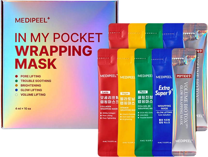 Набір мініатюр масок-плівок для обличчя In My Pocket Wrapping Mask - Medi peel In My Pocket Wrapping Mask, 4 мл, 10 шт - фото N1