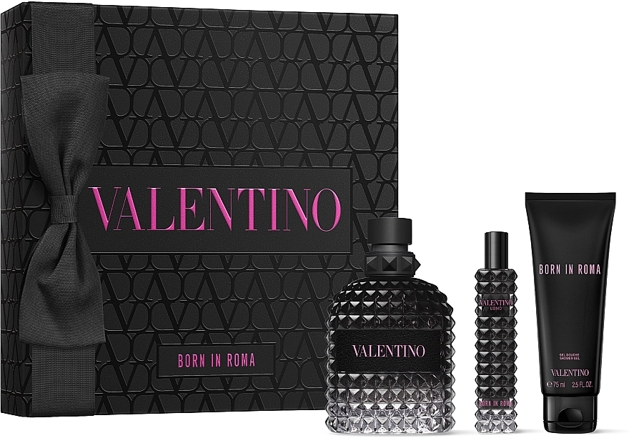 Набор парфюмированный для мужчин - Valentino Uomo Born In Roma, edt/100ml + edt/15ml + sh/gel/75ml - фото N1