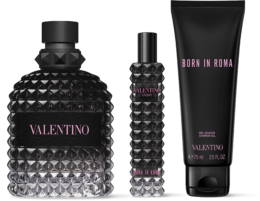 Набор парфюмированный для мужчин - Valentino Uomo Born In Roma, edt/100ml + edt/15ml + sh/gel/75ml - фото N2