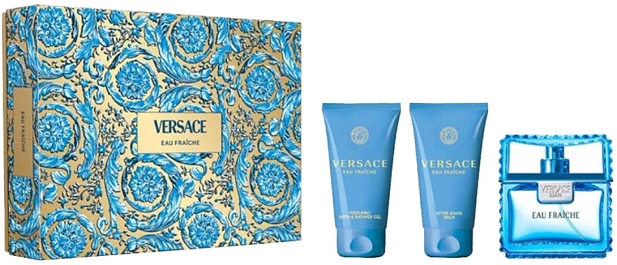 Набір парфумований для чоловіків - Versace Man Eau Fraiche, 50 мл + гель для душа 50 мл + бальзам послебритья 50 мл - фото N1