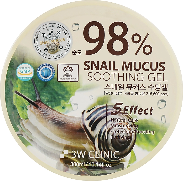 Багатофункціональний гель для обличчя і тіла - 3W Clinic Snail Mucus Soothing Gel, 300 мл - фото N1