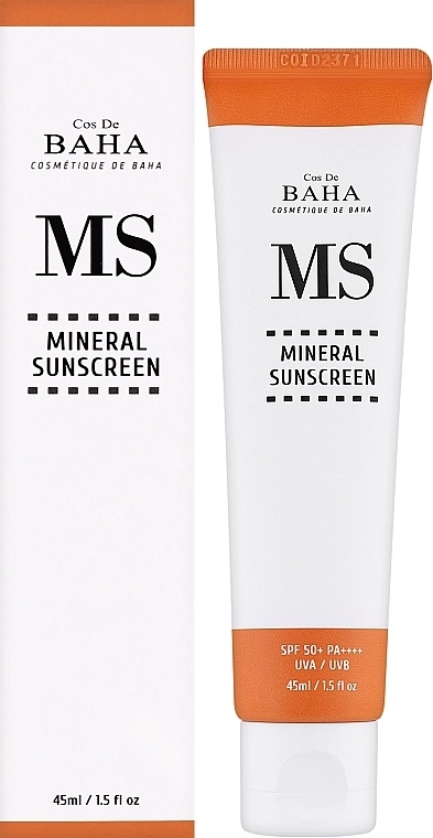 Мінеральний сонцезахисний крем - Cos De Baha MS Mineral Sunscreen, 45 мл - фото N1