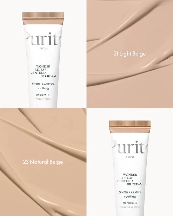 ВВ-крем с экстрактом центеллы - PURITO Seoul Wonder Releaf Centella BB Cream, №23 Natural Beige, 1 мл (пробник) - фото N5