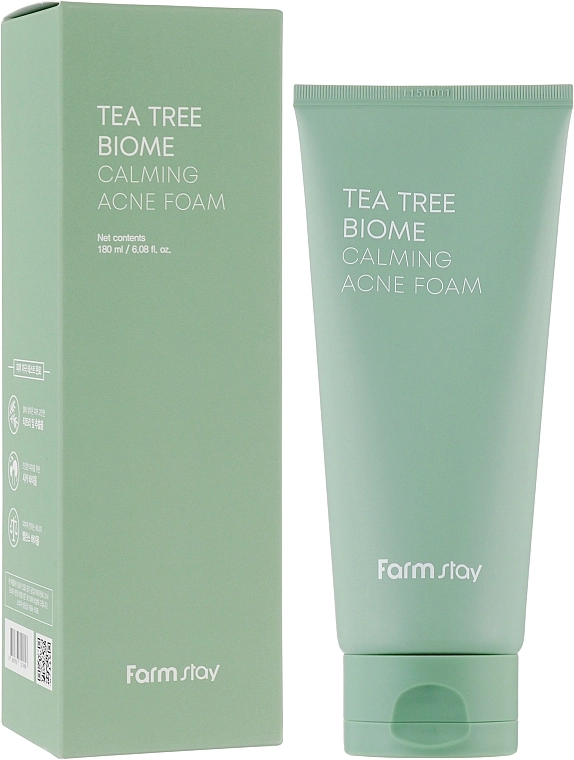 Очищающая пенка для проблемной кожи с чайным деревом - FarmStay Tea Tree Biome Calming Acne Foam, 180 мл - фото N1