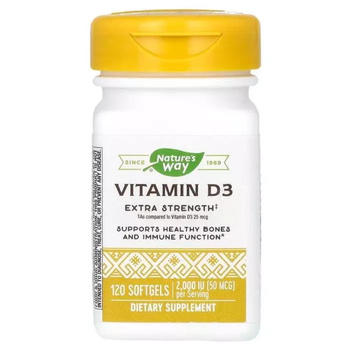 Витамин D3 - Nature's Way Vitamin D3 Extra Strength, 50 мкг (2000 МО), 120 гелевых капсул - фото N1