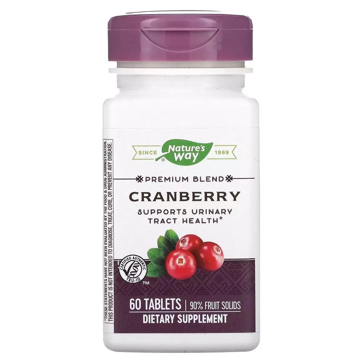 Пищевая добавка в таблетках Клюква - Nature's Way Cranberry Premium Blend, 400 мг, 60 таблеток - фото N1