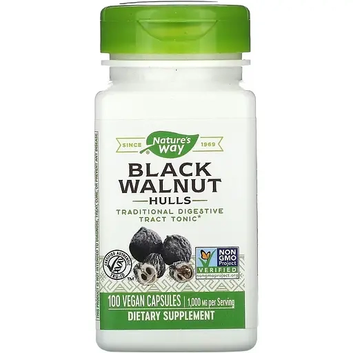 Пищевая добавка в капсулах Чорный Орех - Nature's Way Black Walnut Hulls, 500 мг, 100 Капсул - фото N1