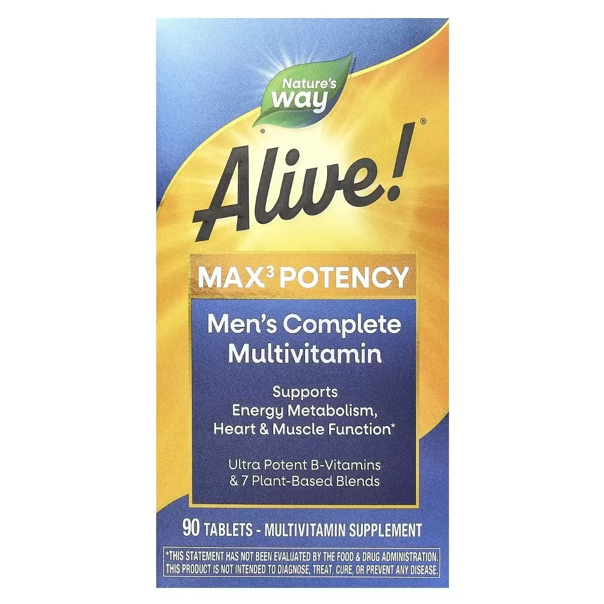 Мультивітаміни для чоловіків - Nature's Way Alive! Max3 Potency Men's Multivitamin, 90 таблеток - фото N2