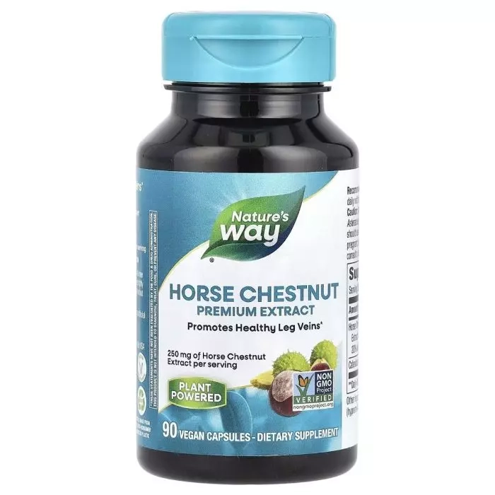 Харчова добавка в капсулах Кінський каштан преміум екстракт - Nature's Way Horse Chestnut Premium Extract, 250 мг, 90 вегетаріанських капсул - фото N1