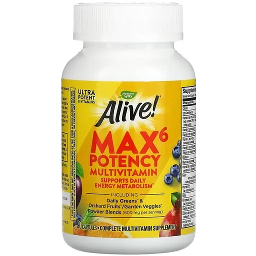 Мультивитамины - Nature's Way Max6 Alive! Max6 Daily Multi-Vitamin, 90 капсул - фото N1