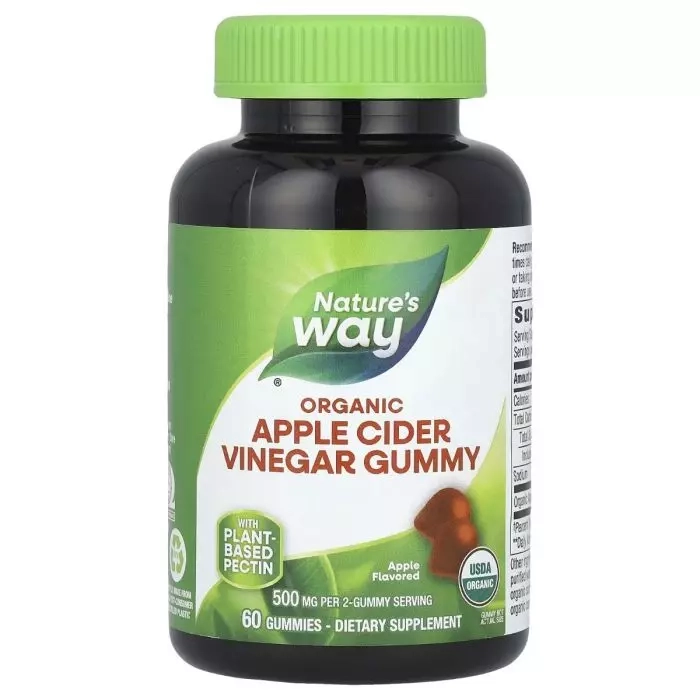 Яблочный уксус - Nature's Way Organic Apple Cider Vinegar Gummies, 500 мг, 60 жевательных конфет - фото N1