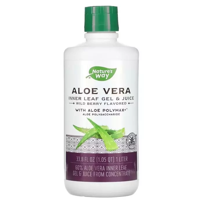 Алоэ вера гель и сок со вкусом лесной ягоды - Nature's Way Aloe Vera Leaf Gel & Juice Wild Berry Flavor, 1000 мл - фото N1