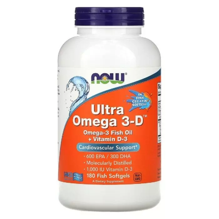 Ультра Омега 3 і Вітамін D - Now Foods Ultra Omega 3-D, 180 гелевих капсул - фото N1