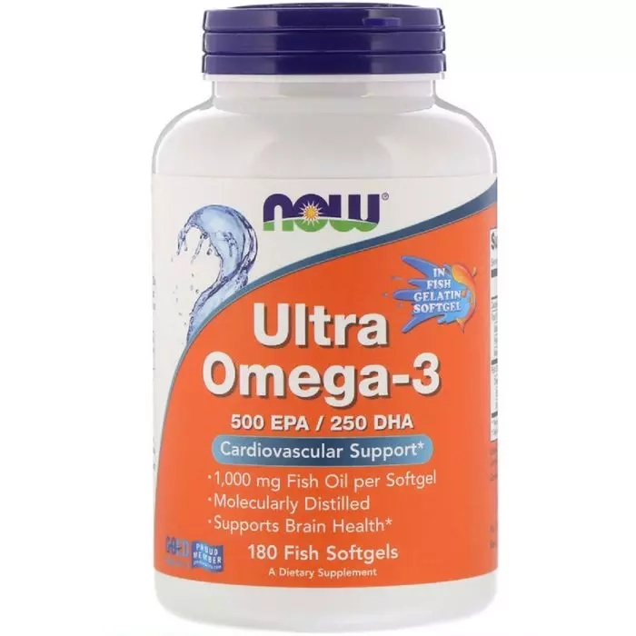 Ультра Омега-3 - Now Foods Ultra Omega-3, 500 EPA / 250 DHA, 180 гелевих капсул - фото N1