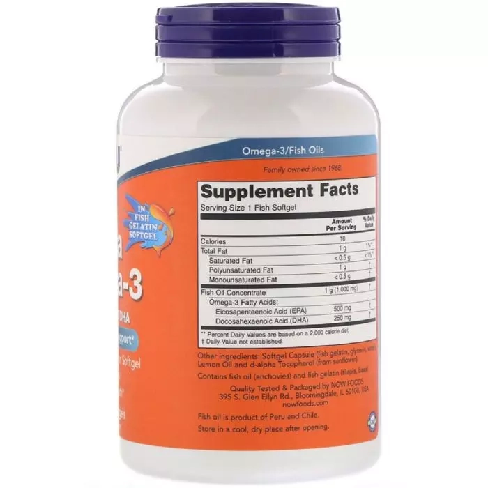 Ультра Омега-3 - Now Foods Ultra Omega-3, 500 EPA / 250 DHA, 180 гелевих капсул - фото N2