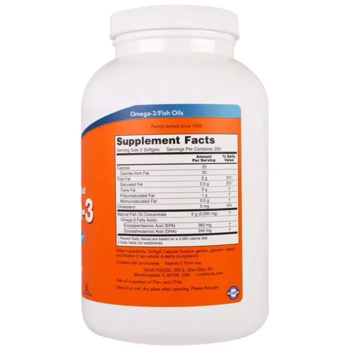 Омега-3 - Now Foods Omega-3, 1000мг, 500 желатинових капсул - фото N2