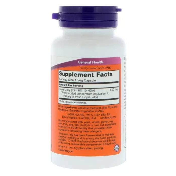 Маточне молочко - Now Foods Royal Jelly, 1500 мг, 60 веганських капсул - фото N2