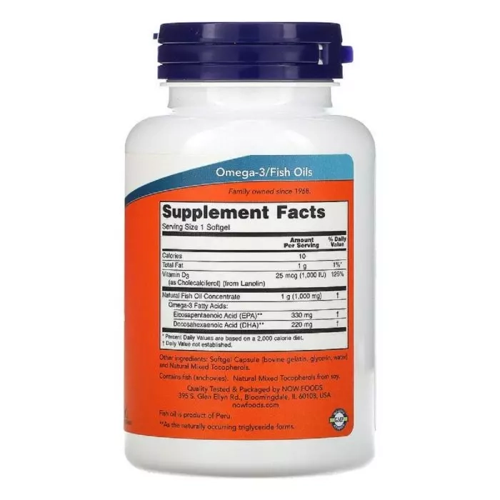 Рыбий жир + D3 - Now Foods Tri-3D Omega, 90 желатинових капсул - фото N2