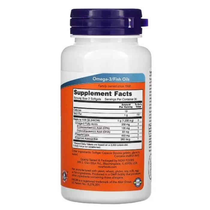 Крилевый Жир - Now Foods Krill Oil, 500мг, 60 желатинових капсул - фото N2