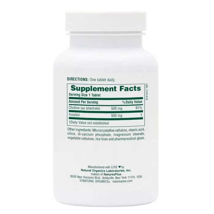 Холин и инозитол - NaturesPlus Choline & Inositol, 60 таблеток - фото N2