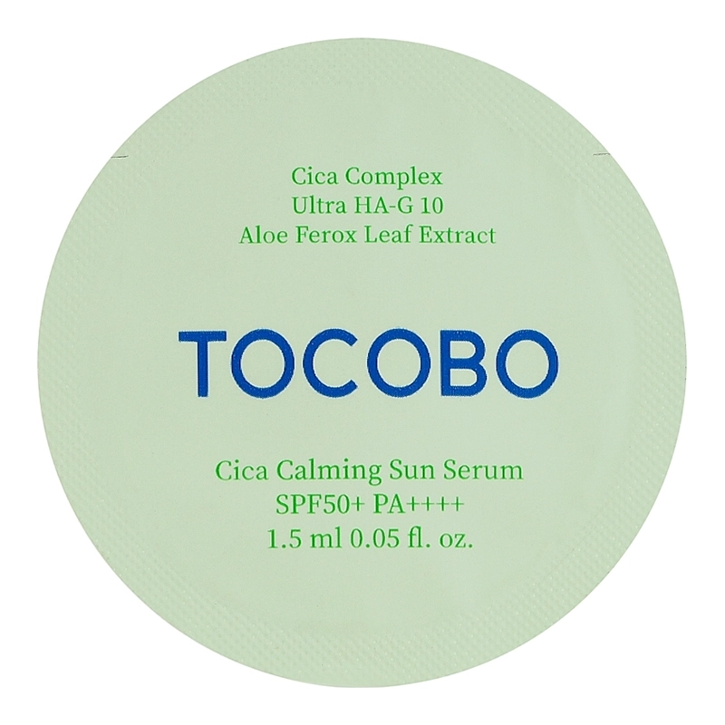 Солнцезащитная сыворотка для чувствительной кожи - TOCOBO Cica Calming Sun Serum SPF50+ PA++++, 1,5 мл (пробник) - фото N1