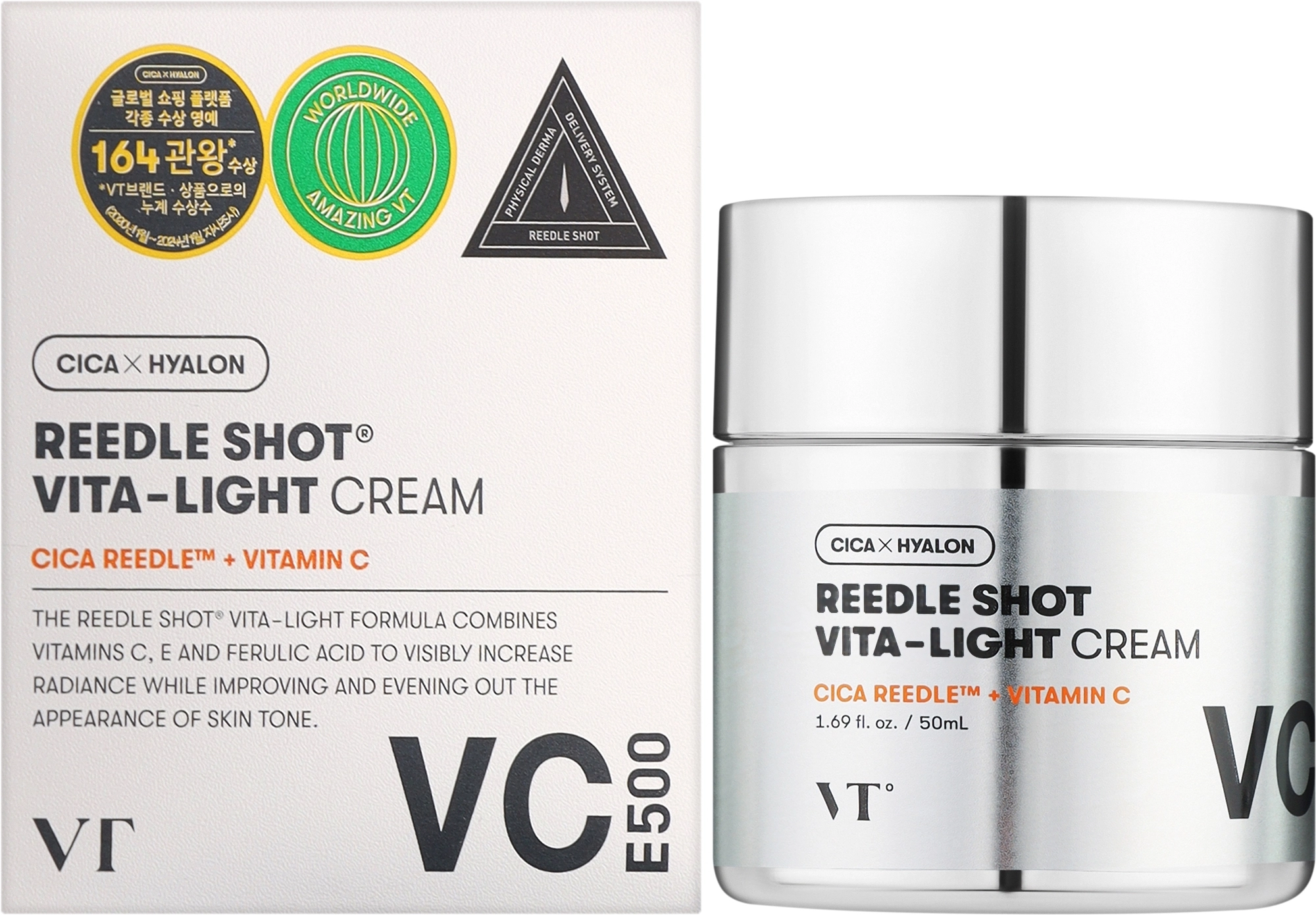 Крем для лица осветляющий со спикулами и витамином С - VT Cosmetics Reedle Shot Vita-Light Cream, 50 мл - фото N2