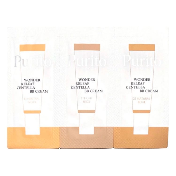 Набор пробников ВВ-крем с экстрактом центеллы - PURITO Seoul Wonder Releaf Centella BB Cream, №13+№21+№23, 3 мл - фото N1