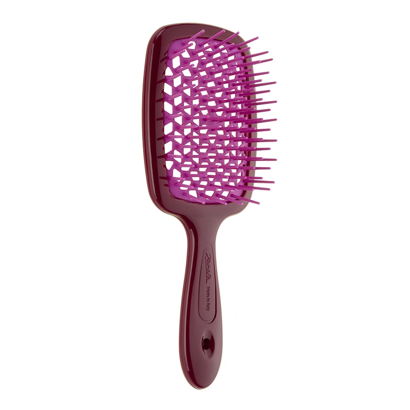 Гребінець для волосся - Janeke SMALL SUPER BRUSH, бургунді з рожевим, маленький - фото N1