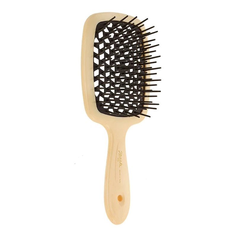 Расческа для волос - Janeke SUPER BRUSH, пастельно-желтая с черным - фото N1