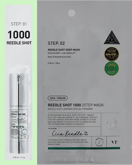 Шаг 1 двухэтапной маски VT Cosmetics REEDLE SHOT 1000 2-STEP MASK