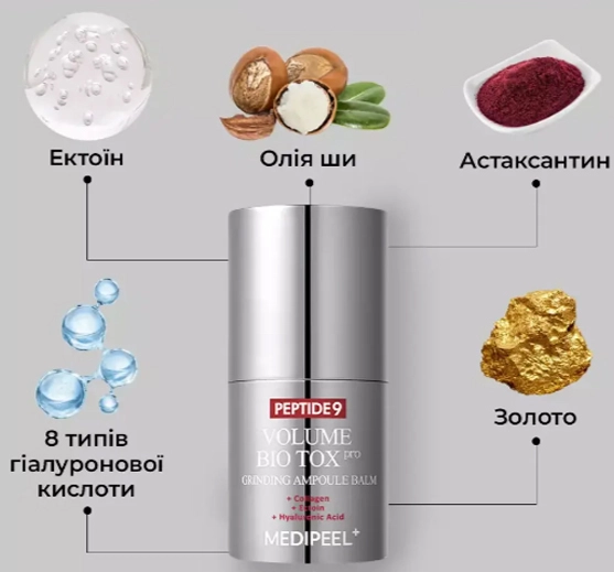 Сироватка-бальзам із пептидним комплексом - Medi peel Peptide 9 Volume Bio Tox Grinding Ampoule Balm PRO, 14 г - фото N3