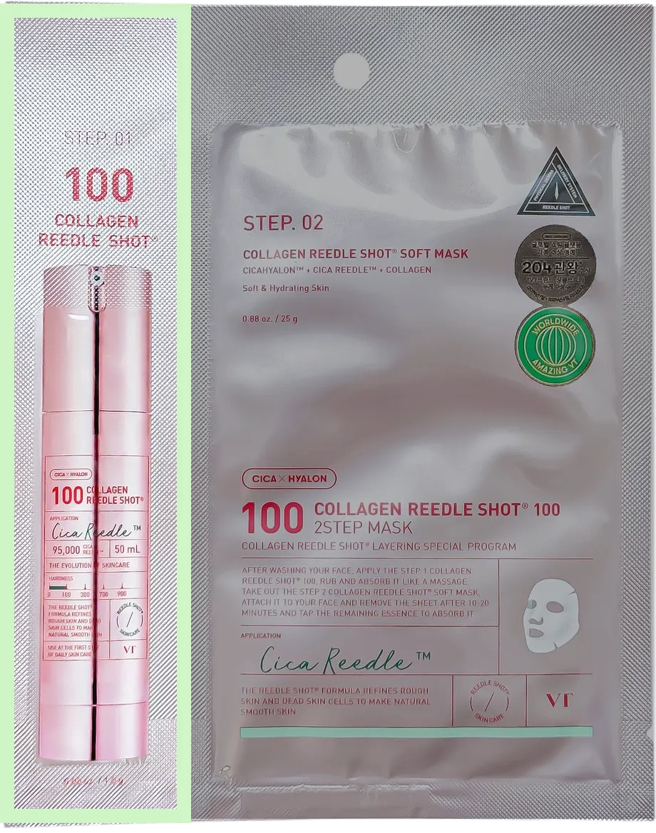Крок 1 двоетапної маски VT Cosmetics Collagen Reedle Shot 100 2-Step Mask