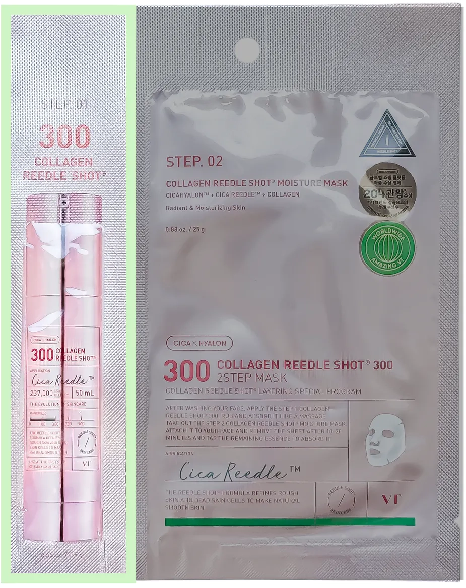 Крок 1 двоетапної маски VT Cosmetics Collagen Reedle Shot 300 2-Step Mask