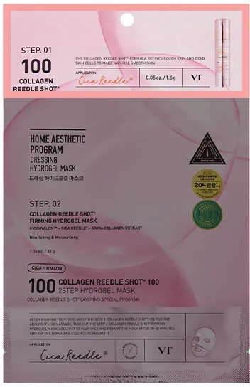 Крок 1 двоетапної маски VT Cosmetics Collagen Reedle Shot 100 2-Step Hydrogel Mask