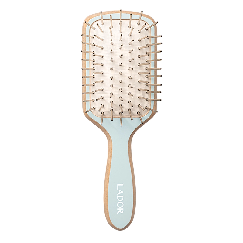 Гребінець для волосся з металевою щетиною - La'dor Detangling Paddle Hair Brush Blue, 19см*4,3см*6,8см - фото N1